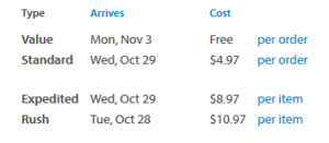 Dates for home Delivery.