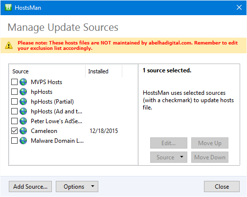 Hostman Comes with Default Sources to chose from,