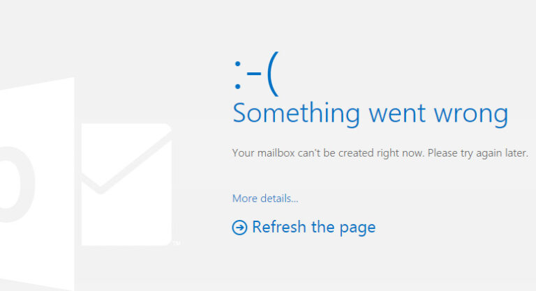 Outlook.com - Something Went Wrong